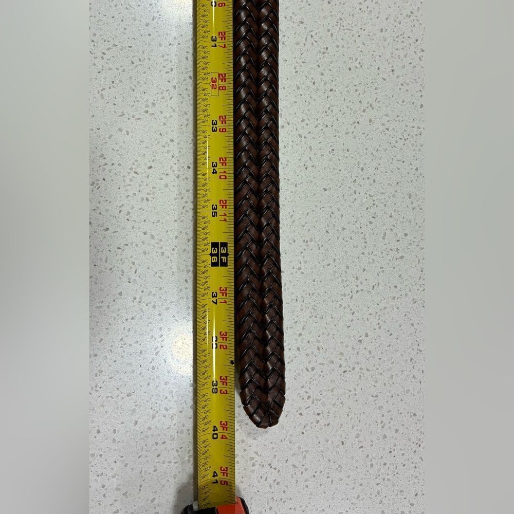 Fossil Vintage Brown Braided Leather Belt Size 34 Brass Buckle LNWT - Picture 9 of 10